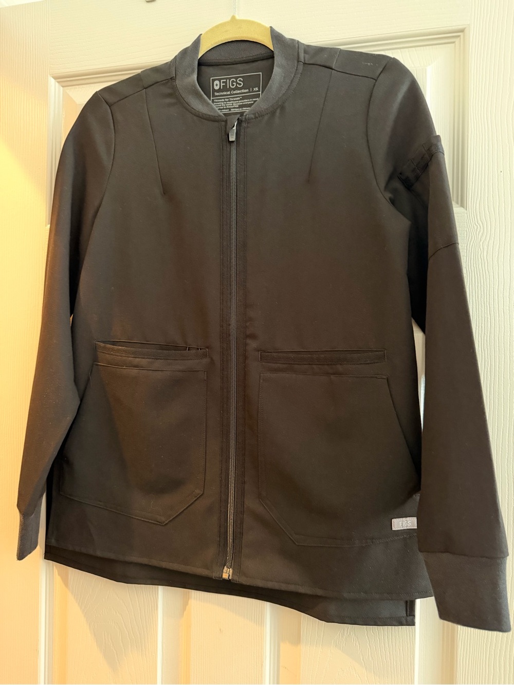 FIGS Black Zip Bomber Jacket